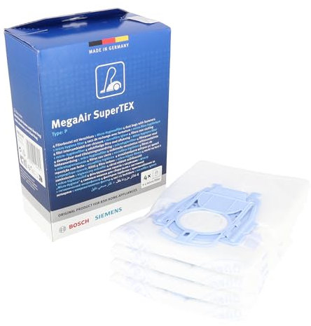 sparefixd MegaAir SuperTEX Staubsaugerbeutel Typ P für Siemens Staubsauger, 4 Stück