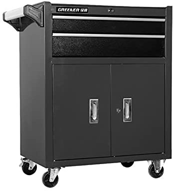 Tool Chest with Drawer Liner Roll, 16-Inch, Rolling Tool Box Cabinet Trolley, 2 Drawer Steel Tool Cart for Mechanics and Home Garage, Black (Color : Black)