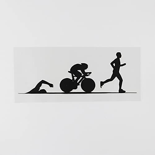 2 Stücke Sport Laufen Schwimmen Radfahren Triathlon Vinyl Lustige Autoaufkleber Schwarz Autoaufkleber 16,5 Cm x 5,7 Cm Nette Dekoration Aufkleber Kreative Autoaufkleber