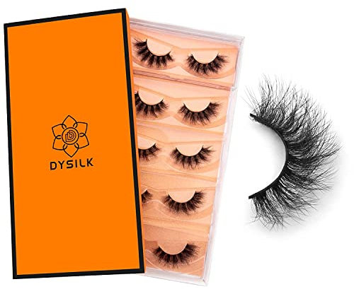 DYSILK Falsche Wimpern - 5 Paare 6D Wimpern Fake Lashes Künstliche Wimpern Wimpern Set Wimpern Extensions Falsche Wimpern Natürlich Wiederverwendbar | Fluffy-16mm