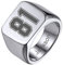 GoldChic Gravierbarer Punk Herren Siegelring mit Nummer in Silberfarbe Edelstahl Männer Jungen Rolex Fingerring Hip Hop Biker Bandring Ringgröße 56.5（18.1）