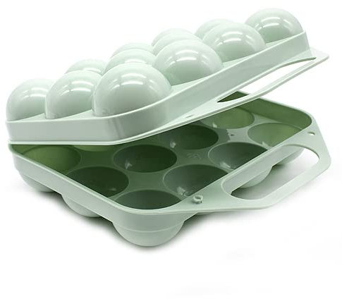 CABLEPELADO Organizador Huevos para frigorífico, Organizador Huevera Frigorífico, Huevera de plástico, Caja Huevos transporte, Cesta para Huevos, egg box, Plástico Libre de BPA, Con cierre, Verde