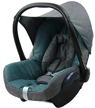 BAMBINIWELT Bezug Ersatzbezug kompatibel mit Maxi-Cosi CabrioFix für Babyschale 6-TLG Komplett-Set hochwertiges Polyestergemisch (meliert grau-türkis)
