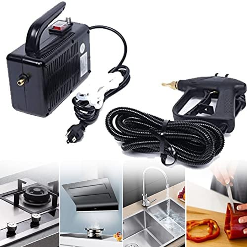 XYEJL 2600W 220V Limpiador Vapor Mano Multifunción, Limpiador Vapor Alta Temperatura, Limpieza 360 Grados, Secado Rápido 15 Segundos, para Muebles, Cocina, Asiento De Coche,Black