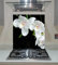 Splashback, Tempered Glass Panel Kitchen, White Orchid on the Black Background ANY SIZE, VA Art Glass (wide 60 x height 80 /cm)
