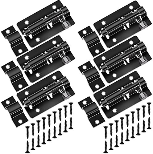6 Stück 3 Inch Riegelschloss Sicherheitstürriegel aus Edelstahl mit 36 Schrauben Schiebeschloss Türriegel Riegel Schiebetürschloss Schieberiegel für alle Innentüren