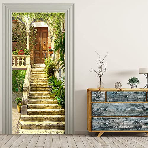 VIRANDA Türtapete Selbstklebend Türposter - Treppentür- Türaufkleber 3D Türklebefolie 77x200cm
