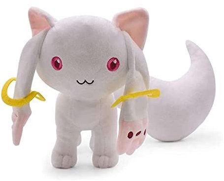 THAKIE Cartoon-Plüschtier 43 cm Puella Magi Madoka Magica Plüschpuppe Süße Kyubey Plüsch Flauschiges Spielzeug Weiße Stoffpuppen Süße Katze Plüschtiere, Kawaii Kostüm Plüschgeschenk for Anime-Fans