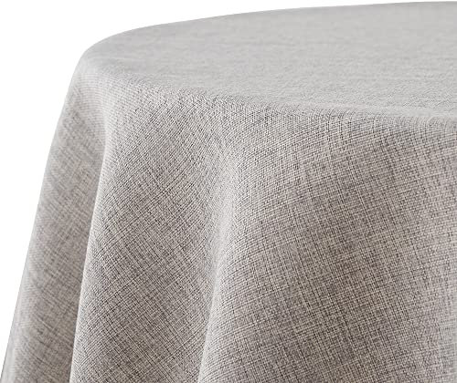 Decomira Tischdecke wasserabweisend Leinen-Optik - Fleckschutz, abwaschbar - Garten-Tischdecke Outdoor, Tischtuch Esstisch - Grau - 200 cm Rund