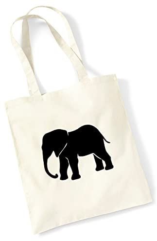 Huuraa Tasche Elefant Silhouette Geschenk 10 Liter Natural Baumwolle Elefant Accessoire