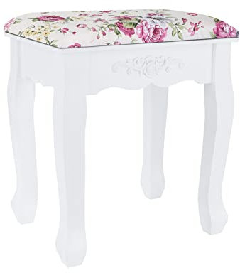 Holdfiturn Dressing Table Stool Retro Vanity Stool Baroque Padded Piano Chair Makeup Seat pine wood Legs Padded Bench Chair for Bedroom Bathroom Large Vanity Benches Rose