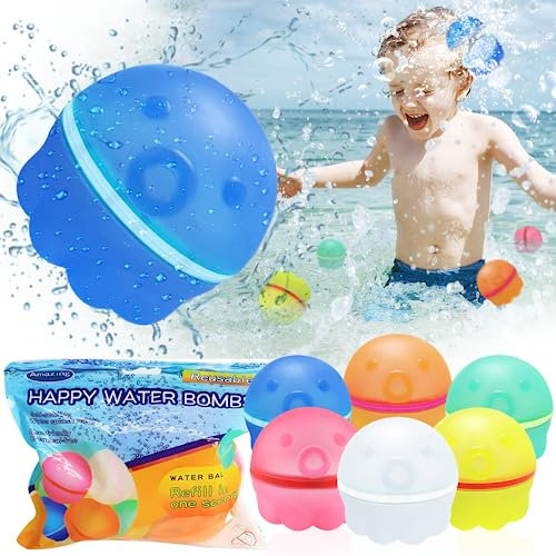 TUZHE 6 STK Wasserbomben Wiederverwendbar, wiederverwendbare wasserbomben selbstschließend splash ball magic splashy balls für Party, Wasserpark, Familienspiel
