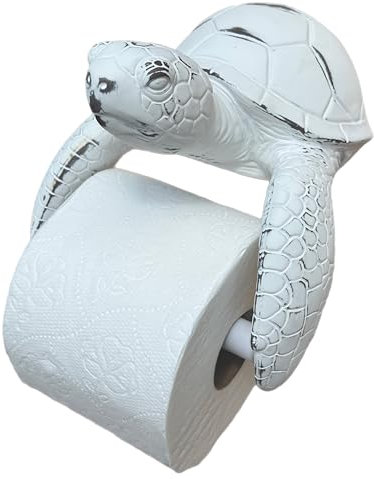 Top Brass Toilettenpapierhalter mit Meeresschildkröte, Weiß, Küstenstil, Harzmaterial
