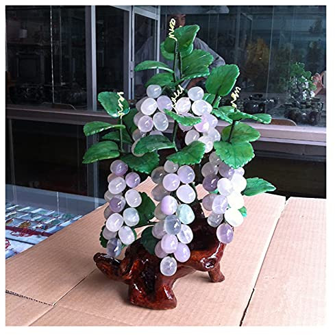 Welcome Kiefer Bonsai Simulation Baum Künstliche Bonsai Natürliche Amethyst Jade Traube Bonsai for Home Inneneingang Weinschrank Jade Carving Dekoration Künstlicher Bonsai-Baum Simulationsbaum Bonsai