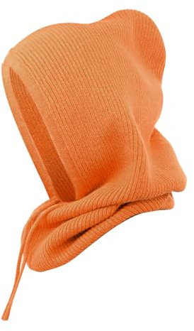 MoreChioce Mütze Damen Winter,Wintermütze Schalmütze Strickmützen Sturmhaube Warme Kapuzen Schal Balaclava Winddichter Hut Beanie Mütze Kapuzenschal Wintersport und Outdoor-Sportartikel,Orange