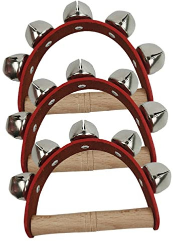 Abaodam 3st Handglocke Aus Leder Mit Fünf Glocken Babyrassel Aus Holz Handglockenspielzeug Musikspielzeug Für Babys Glockenschüttler Aus Holz Babyglocke Hölzern Kind Saitenglocken Metall