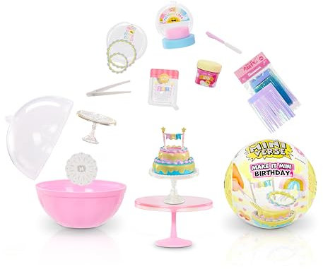 MGA's Miniverse Make It Mini Birthday - Mini-Sammlerstücke, Geheimnisvolle Blindverpackung, Basteln mit Harz, Nachbildungen, Neuheit, Partygeschenke, Pinata, für Sammler & Kinder ab 8, Nicht ESSBAR