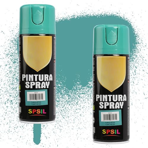 Etrexonline Pintura Spray Multicolor Profesional | 400ml | Adecuado para Metal, Madera & Plástico | Color Turquesa | Secado Rápido | Paquete de 2