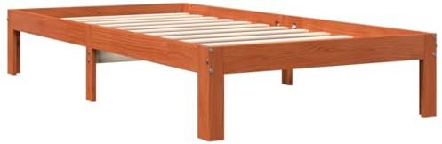 vidaXL Massivholzbett, Holzbett mit Sperrholzlatten, Einzelbett für Schlafzimmer, Bett Bettgestell, Wachsbraun 90x200cm Massivholz Kiefer