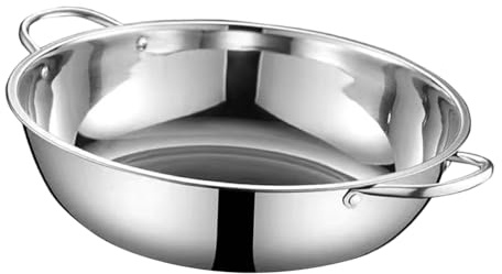 Baoblaze Stainless Steel Hot Pot Kitchen Cookware without Lid Thickened Shabu Shabu Pot Stockpot for Camping Barbecue Family Gathering, 28cm No Divider