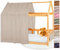 Lovely Hippo Hausbett Himmel - 100% Baumwolle - Betthimmel Hausbett aus Musselin - Bett Vorhang Kinderbett - Himmelbett Vorhänge 90x200cm (Beige mit Blättern Tasche, 120 x 370 cm (1er Set))