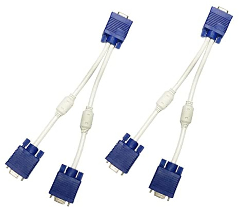 Artibetter Male to Dual Female Video Adapter 2pcs Vga Splitter Cable with Flexible Abs and Copper Material for Monitor Tv Dual Display