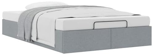 vidaXL Ottoman-Bett ohne Matratze Hellgrau 120x200 cm Stoff, Bettrahmen, Bettgestell mit Stauraum, Polsterbett, Bettgestell, Bettrahmen mit Stauraum
