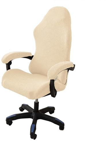 Housse de chaise de gaming extensible ergonomique avec accoudoirs et dossier pour jeux vidéo Beige