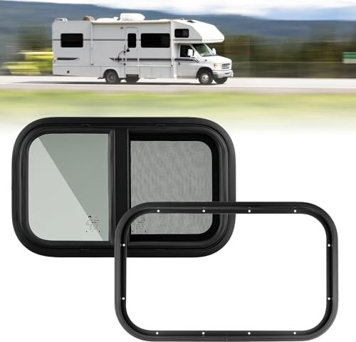 GEARMONSTER Wohnwagen Fenster, Caravan Seitenfenster, Wohnmobil Schiebefenster, Wohnwagen Fenster getönt mit Fliegengitter für Wohnmobile, Anhänger, 500x300mm Wohnwagenfenster