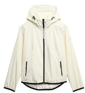 Superdry, HOODED LOGO WINDBREAKER JACKET, W5011849A, Off White, 16, WOMAN, BOY