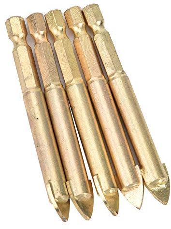 MOZUO Drill Bits, Carbide Hex Shank Spear Head Drill Bits for Ceramic Tile Glass Wood, Ceramic Tile, Glass, and Wood Accuracy Drilling Tools (Pack of 5, hexagonal 10mm)