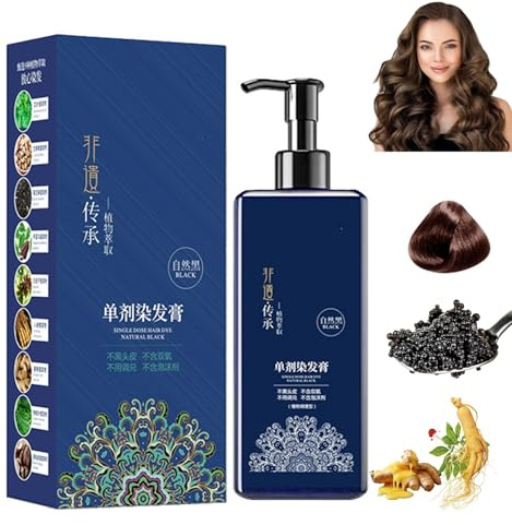 Haarfärbecreme auf pflanzlicher Basis – milde, lang anhaltende Formel, natürliches Pflanzenhaarfärbemittel, Haarfärbeshampoo, Haarfärbecreme mit Pflanzenextrakten, Haarfärbemittel deckt graues Haar(Br