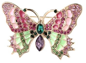 Broche papillon rose, émail qui coule d'huile, broche papillon insecte, boucle de manteau animal, bijou femme, taille unique, Acier inoxydable