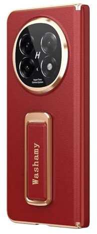 COQUE Hülle für Oppo Find N5 Premium - Echtleder mit drehbarem Handgelenkband & Ständerfunktion Scharnier-Schutzcover für Oppo Find N5-Rot