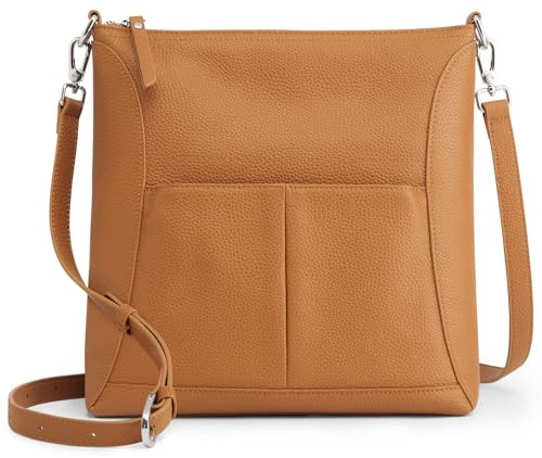 S-ZONE Leder-Umhängetasche für Damen Reisetasche mit RFID-Fach Designer-Umhängetasche Verstellbarer Riemen