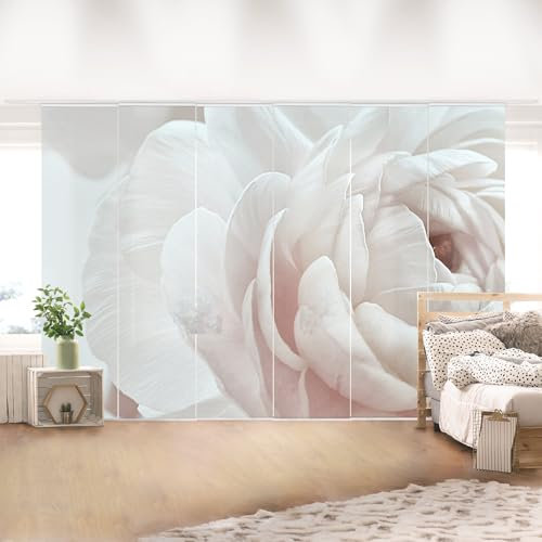 micasia Schiebegardine halbtransparent 60er Paneel Klett Textilpaneel Textil lichtdurchlässig - Rose Modern Flächenvorhang rosa Wohnzimmer Schlafzimmer 2538 (360x250 cm - 6er Set)