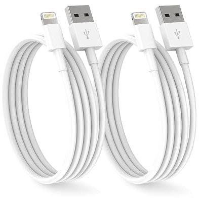 Electrones 2 pack iPhone Charger Cable, MFi Certified, 1.8m, 2-Pack, Compatible with iPhone 13/12/11/SE/XS/XR, iPad, iPod, AirPod 2 pack Charger Cable