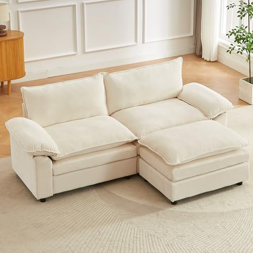 JIEXI Ecksofa Mit Schlaffunktion, Sofas Und Couchs, Modulares Ecksofa, Wohnlandschaft U Form, L Form Eckcouch, Für Couch Wohnzimmer Schlafzimmer Büro Wohnung, Chenille-Stoff 204 x 132 cm
