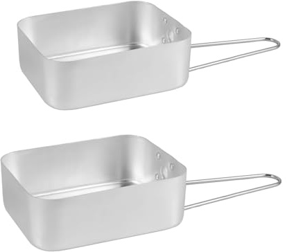 Military-Grade Aluminum Mess Tin Set - 2-Piece Nesting Camping Cookware for Outdoor Survival, Hiking & Field Training | Durable & Lightweight Mess Kits