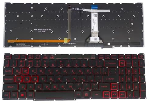 WLWOZMD US RU Red Backlit Russian Keyboard for Acer for Nitro 5 AN515-57-73DH 584Y AN515-56-7183 Gaming Laptop English Backlight LG5P_N10BRL(RU Red Backlit)
