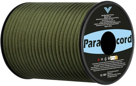 VINATO Paracord 4mm, 30M Paracord 550 Paracord Seil aus reißfester Nylonschnur 9 Kern-Strängen Fallschirmschnur Mehrzweck Nylon Paracorde für Survival, Basteln, Outdoor, Camping, Armeegrün