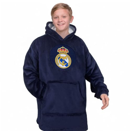 Real Madrid Kids Oversized Hoodie Blanket Sherpa Fleece Official Football