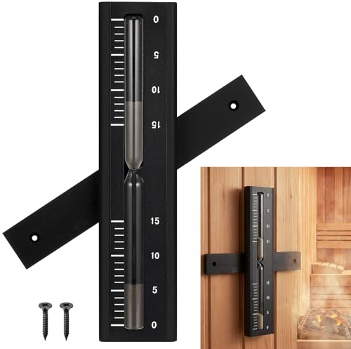 Tellegloww 15 Minute Sauna Sand Timer, Wall-Mounted 360° Rotating Sauna Clock, Saunas Accessories, Heat Resistant Sand Clock Hour Glass Timer for Infrared Saunas Spa Room, Easy to Install (Black)