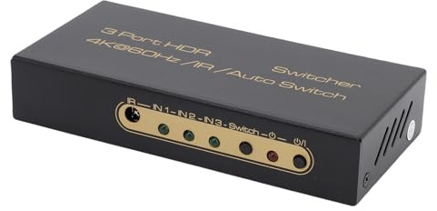 Luocute HD M I Switches, 3 in 1 Out HD M I Switcher 4K 60Hz with IR Remote Control, Supports HDCP 2.2 HDR10 3D 2160P 1080P, Video Selector Boxes for TV Fire Stick