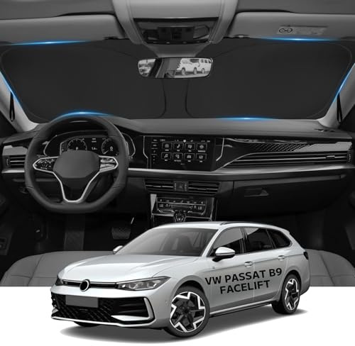 WEIPIN Sonnenschutz Auto Kompatibel mit VW Passat B9 Facelift 2024 2025 2026 Sonnenschutz Abdeckungen Frontscheibe Sonnenschirm UV Schutz, Zubehör für VW Passat B9