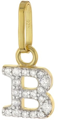 trendor Buchstaben-Anhänger B 925 Silber Vergoldet 21284-B | wunderschönes Schmuckstück für Damen, elegante Geschenkidee
