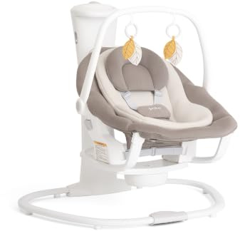 Joie whimsy™ manuelle Babyschaukel & Wippe, Geburt bis 9 kg, ohne Strom | 2-in-1 Babyschaukel & tragbare Wippe mit 3 Schaukelstufen, Aufziehmechanismus (bis 50 Min.) und 5-Punkt-Gurt, ganz ohne Strom