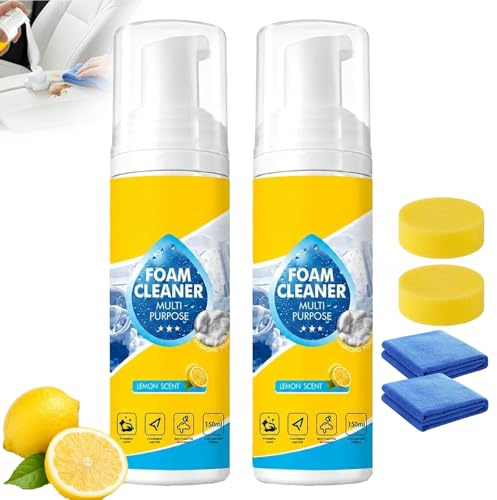 2PCS 4-In-1 Multi-Enzyme Foam Cleaner, Foam Cleaner Multi Purpose, Rinse-free Foam Cleaner Spray, Powerful & Multipurpose Car Interior Cleaner, Deep Cleaning for Car Interior, Kitchen, Bathroom, Sofa