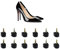 6 Paar Schwarz U Förmigen Heel Tip Taps Ferse Kappe Ersatz Schuhreparatur Stiletto Dowel Ferse Reparatur Abdeckung für Frauen Dame Mädchen (9mm x 9mm, Thin Pins-2.4mm)