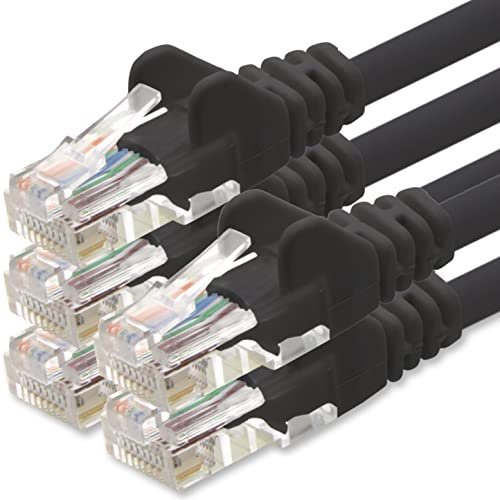 1aTTack.de 1m Cavo di Rete nero - 5x - Cat.6 Ethernet Gigabit Lan RJ45 10 100 1000 Mbit s - Cavo Patch UTP compatibile con Cat.5 Cat.5e Cat.7 Cat.8 - nero - 5x - 1m